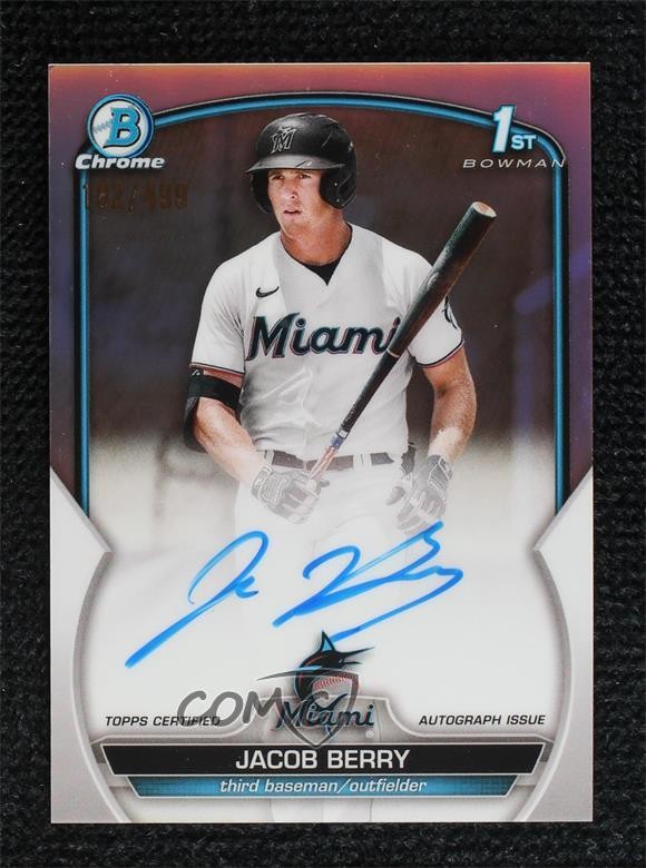 2023 Bowman Chrome Prospect Refractor 102/499 Jacob Berry #CPA-JB Auto 0y9e