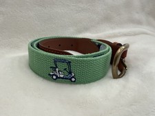 The Belted Cow Co Leather Trim Belt Size 32-36 Made in USA Embroidered Golf Cart