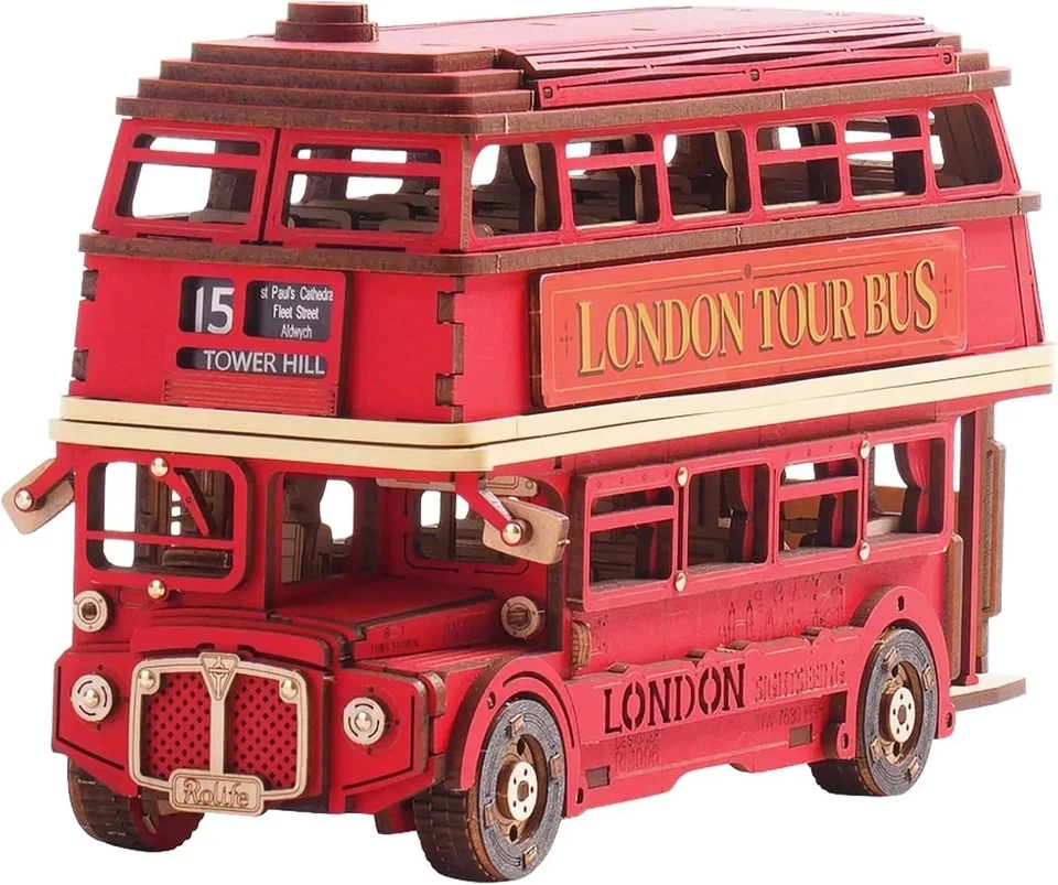 Rolife London Bus 3D Holzpuzzle Modellbausatz für Kinder Geschenk