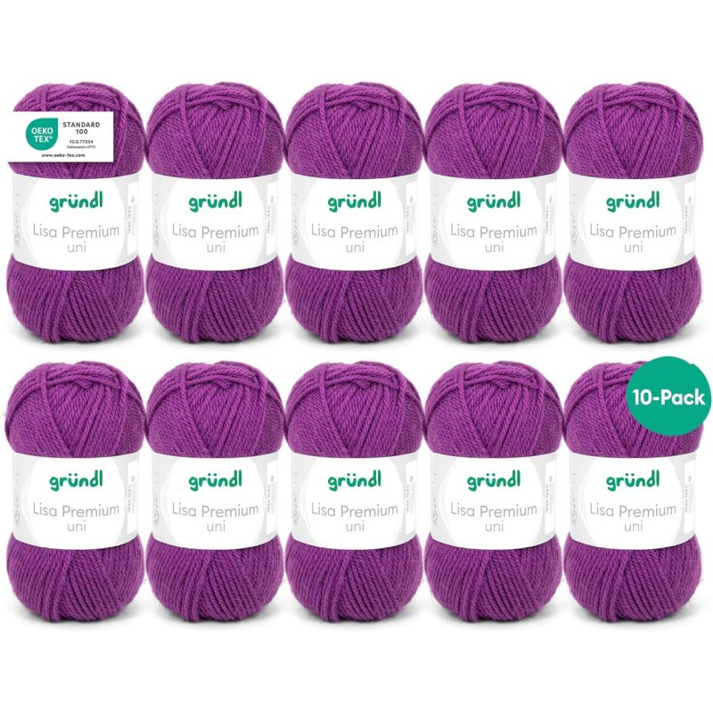 Pelotes de laine pourpre Gründl Lisa pour tricoter un plaid de salon chaleureux