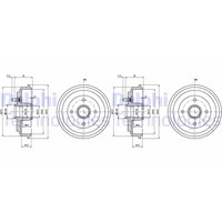 2X Delphi 203Mm Bremstrommeln Hinten Passend FÜR Ford Fiesta Fusion Mazda 2