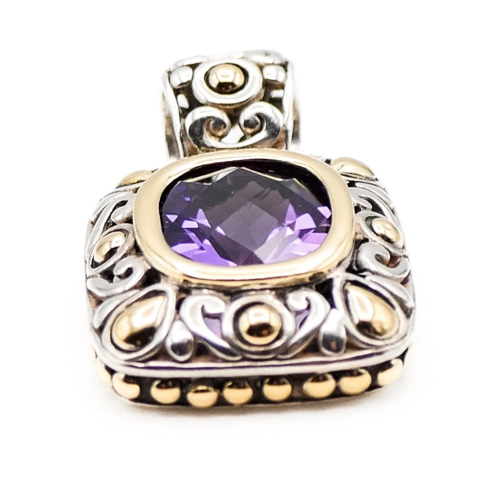 Colgante potenciador amatista John Hardy de plata de ley y oro de 18 quilates de colección Foto 2 de 4