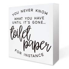 Funny Bathroom Decor Signs Rustic Desk Humor 5 x 5 inches, Toilet Paper