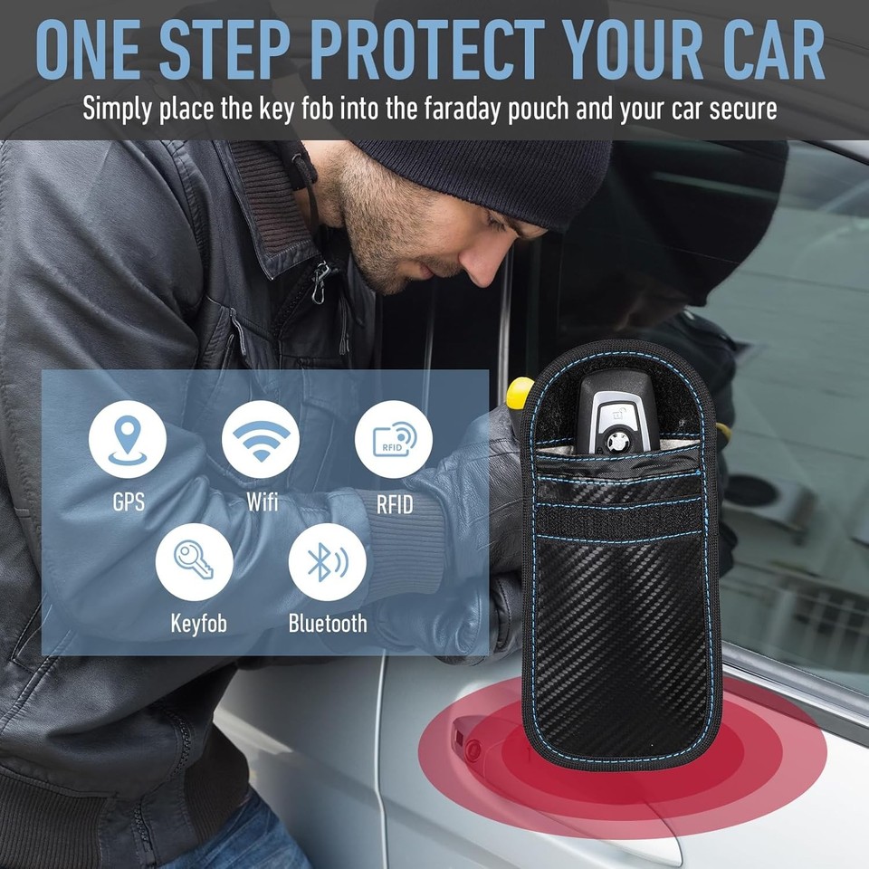 2 Pcs Bag Key Protector, Pouch Signal Blocking Holder RFID Key Fob ...