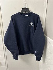 Champion Reverse Weave Crewneck Mens Sz Medium Navy Pullover Logo Sweatshirt