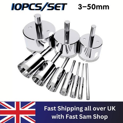 10 Stück Diamant Lochsäge Lochsäge Bohrkrone Schneider Fliesen Glas Marmor Keramik Set