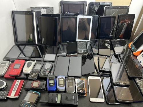 Lot of 70 Phones Tablets Samsung LG Iphone and more for parts or repair