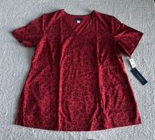 Koi Sapphire Scrub Top Women  s Sz 3X Red Leopard Ruby Nursing Medical