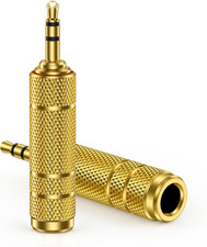 3.5Mm to 6.35Mm Headphone Adapter 2-Pack, Gold-Plated 1/8" Male to 1/4" Female T