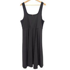 Quince Women Flowknit Breeze Fit & Flare Dress TRUE Black Basic Sleeved XL