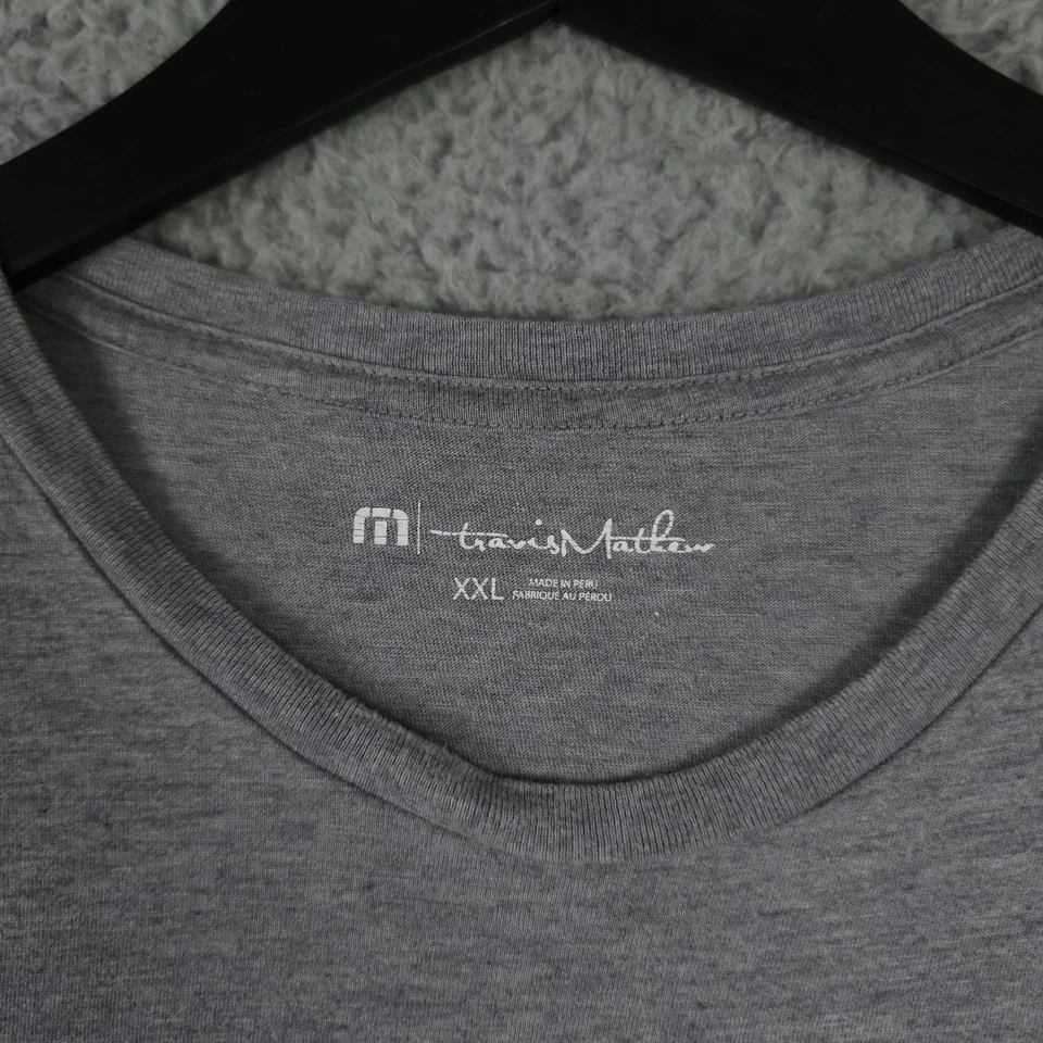 Camisa Travis Mathew Para Hombres XXL 2XL Gris Azul Suave Vela Golf Cuello Redondo Camiseta Foto 3 de 4