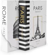 Decorative Book Storage Box (White) Fake Books W/Hidden Storage for Coffee Table