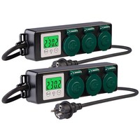 Revolt 2Er-Set 3-Fach-Outdoor-Steckdosenleisten & Energiekostenmesser, 3.680W