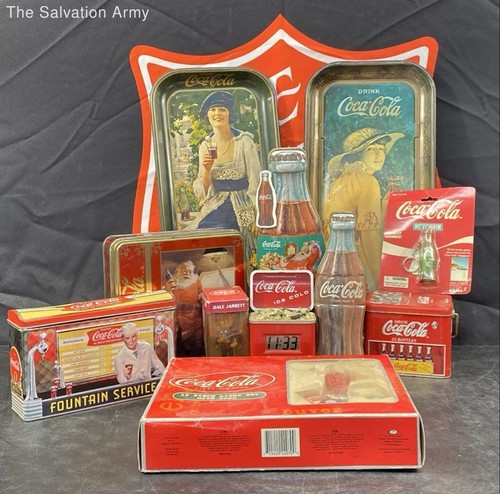 Vintage Coca-Cola Advertising Tray Jigsaw Clock Keychain Collector Items Tin Lot