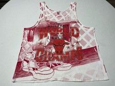 Vintage Chicago Bulls AOP All Over Print Tank Top T-Shirt Size XL Made In USA  