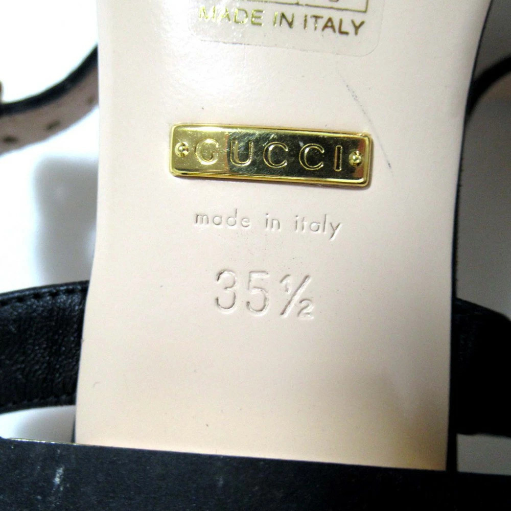 GUCCI Leather Horsebit Ankle Strap Sandals 655413 Size 35.5 Approx. 22.5cm Black thumbnail 10