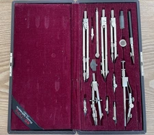 Vintage Uchida Kent KD type E Drafting Tools set with Template Protractor Cloth