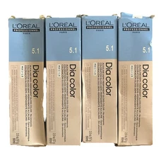 L'Oreal DIA Alkaline Demi-Permanent Gloss Color 5.1 5B Light Brown Blue x 4!