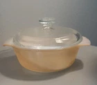VINTAGE ANCHOR HOCKING FIRE KING 472 PEACH LUSTRE 8 OZ IRIDESCENT CASSEROLE DISH