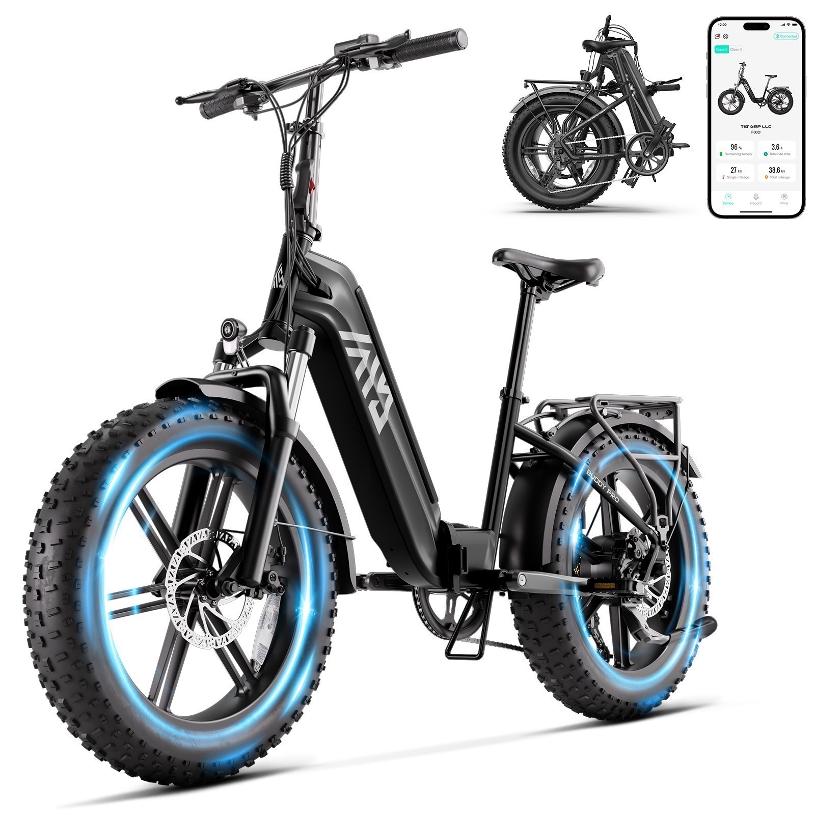 Peak 1000w 28mph 7-speed Folding Bike Off Road Lcd Disc Brake