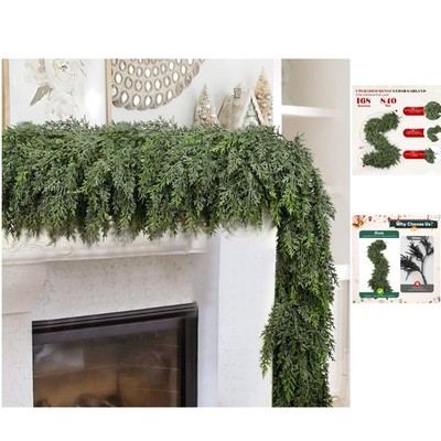 Mess-Free Real Touch 6FT Cedar Garland - Perfect for Christmas Arrangements