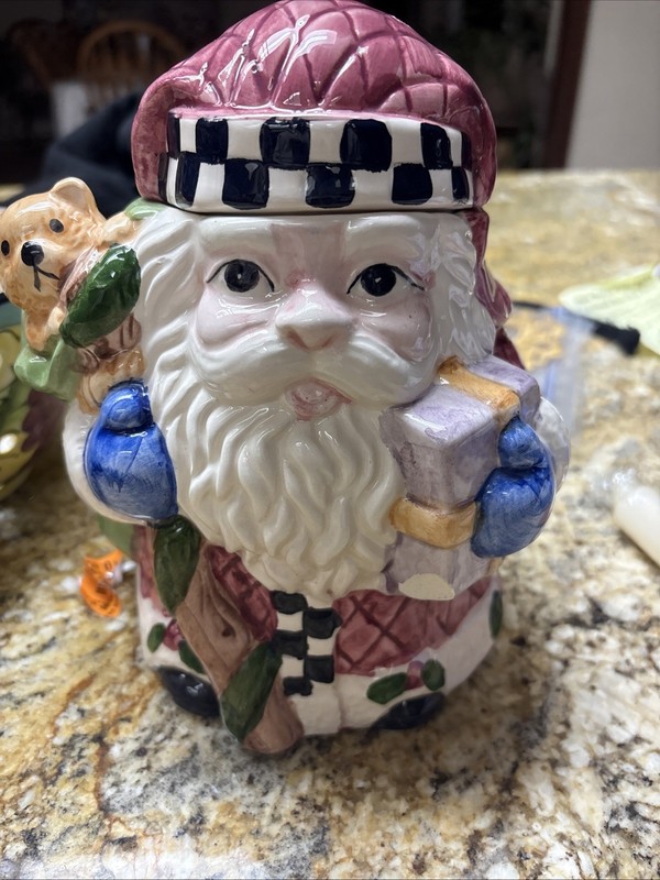 VINTAGE CHRISTMAS SANTA CLAUS SNACK/COOKIE JAR  HOLIDAY 7” TALL DECOR BOX