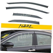 4pcs Smoke Tint with Chrome Trim Window Visors Compatible with 2018 18-24 Camry