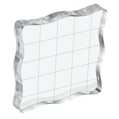 2'' x 2'' Acrylic Stamp Block Clear Stamping Block with Grid Lines Wave