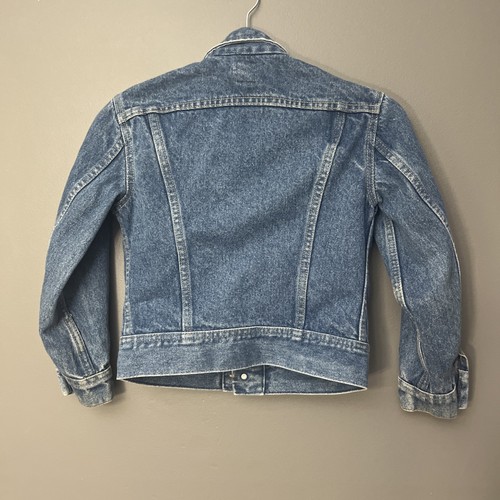 VINTAGE 70’s 80’s Lee Riders Jean Jacket Kids 10 Blue Denim Button Up - Picture 7 of 13