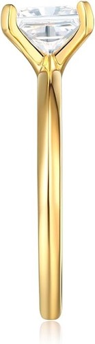 Anillo de compromiso de boda solitario princesa de 1 quid oro amarillo 14 K real - Imagen 3 de 3