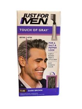 Just For Men Touch of Gray Hair Color - Dark Brown T- 45 for Salt & Pepper Hair