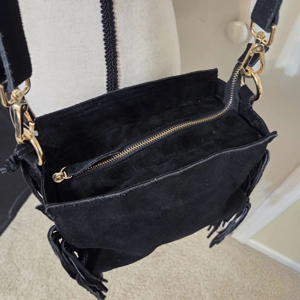 Bandolera boho hippie gamuza flecos borla cuero vaquera occidental mossimo Foto 2 de 4