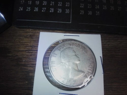 1959 Canada Silver Dollar Uncirculated Voyager Canoe With 2 Native American