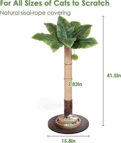Cat Scratching Post 35 Inch Tall Cat Scratcher Cat Tree Tower W/ Hanging Ball - Picture 2 of 7