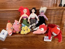 Disney Store The Little Mermaid Bean Bag Plush Characters set of 8 New NWT