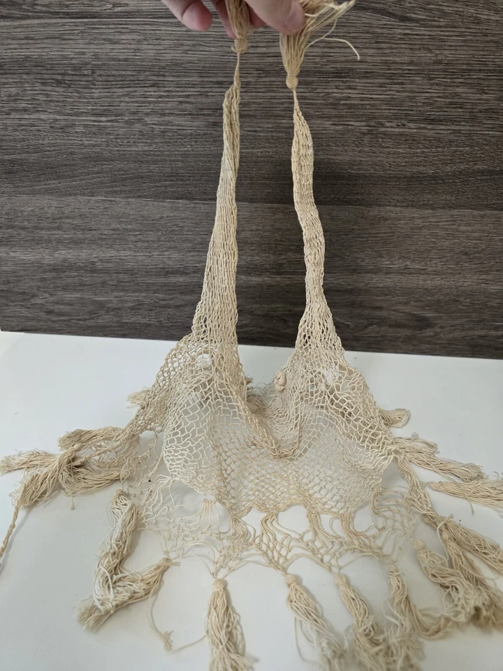 Antiguo gorro mosca caballo con red años 1800 raro ganchillo Foto 4 de 4