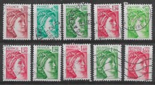 Lot 10 Timbres Marianne SABINE GANDON 1978 1979 1980 1981 SERIE