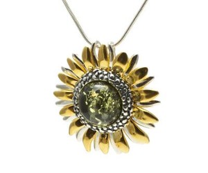 Authentic Natural Baltic Amber Gold Plated Sterling Silver 925 Pendant Necklace