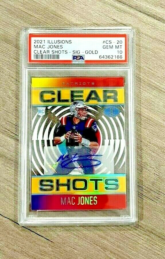 Mac Jones Panini Illusions Clear Shots #CS20 Signature-Gold