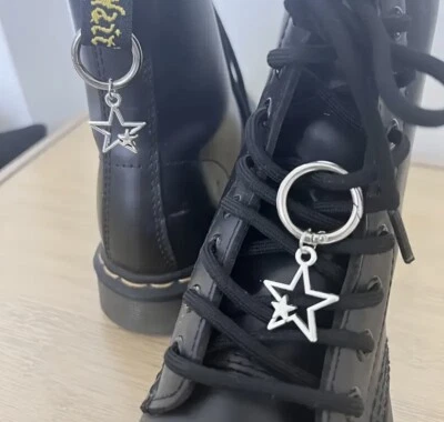 2Pcs Double Hollow Star Alloy Metal Boot Charms ~ Gothic ~ Punk DM Accessories