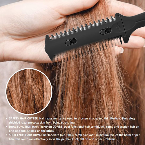 3 Pack Double Sided Comb and Trimmer - Hair Razor Scissors, Split Ends Styler fo - Picture 7 of 12
