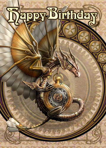 Anne Stokes Art Nouveau Dragon Fantasy Birthday Greeting Card Steampunk Gothic - Picture 5 of 5