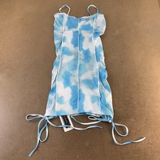 Blush Mark Women's Medium Blue Tie Dye Sleeveless Knot Side Bodycon Dress NWT