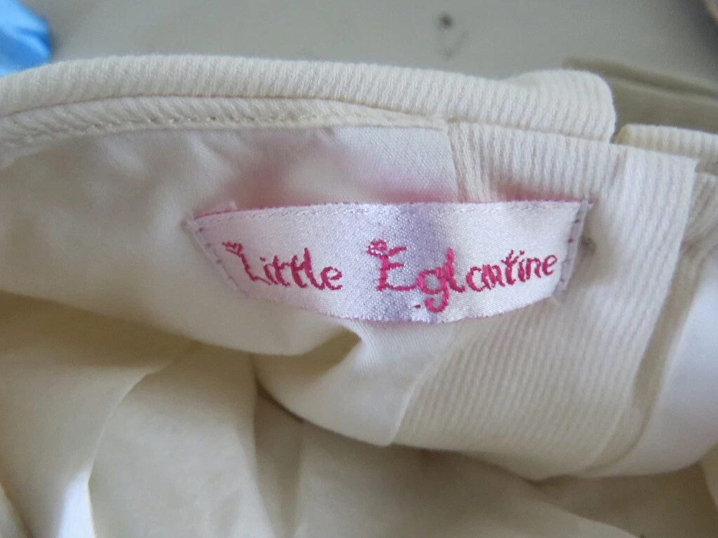 OFF WHITE Vestito bambina Gallia Little Eglantine fiori bianco sporco blu fascia indossato una volta 2 3 anni