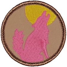 Coyote Silhouette (Pink) Patrol Patch - 2" Round Embroidered Patch
