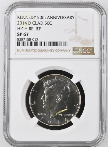 2014-D Kennedy Half Dollar 50th Anniversary High Relief CLAD SP67 NGC *Stunning*