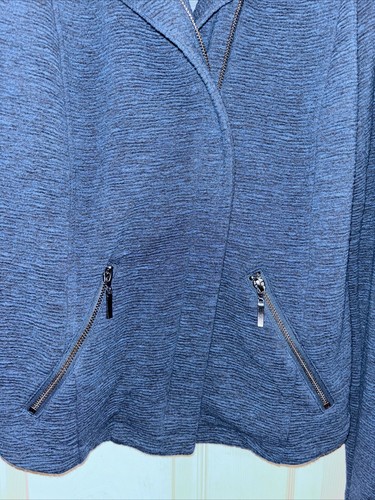 Torrid 2X Moto Jacket Teal Blue Studio Double Knit Zip Pockets Stretch Textured - Picture 4 of 13