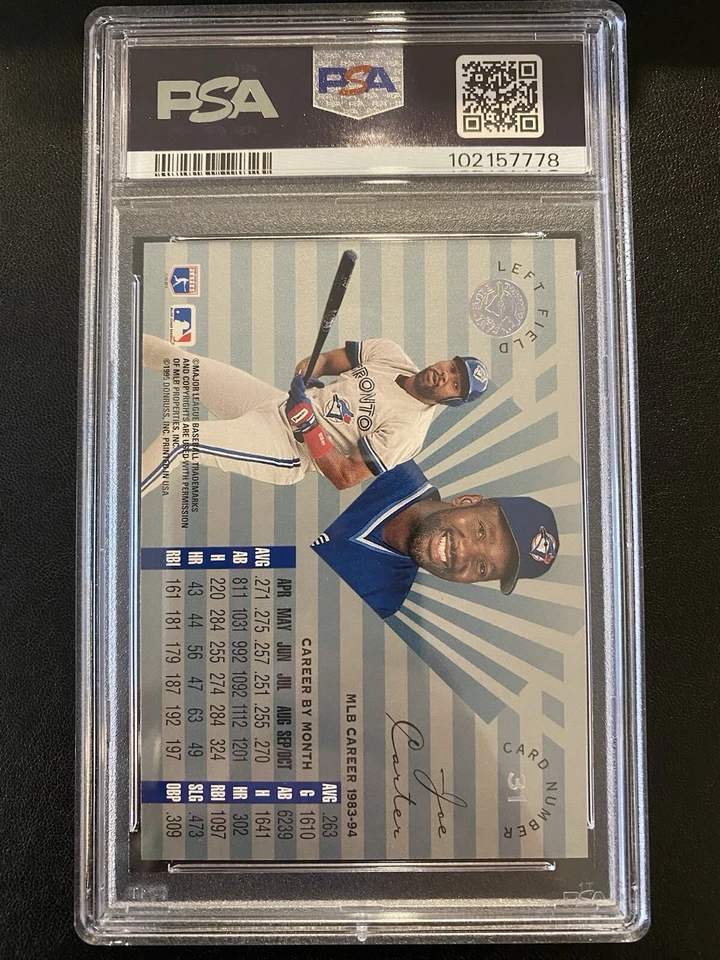 JOE CARTER ** PSA 9 MINT Graded PRISM FOIL 1995 Leaf Limited #31 Baseball Card - Image 2 of 2