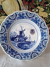 ASSIETTE ANCIENNE DECOR MOULIN BLEU en faïence Delft's Blauw 18,5 Cm 