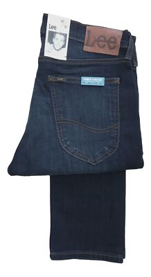 HERREN LEE LUKE SLIM FIT TAPERED FIT MODE JEANS ZIP FLY GCBY - DUNKELBLAU VERBLASST